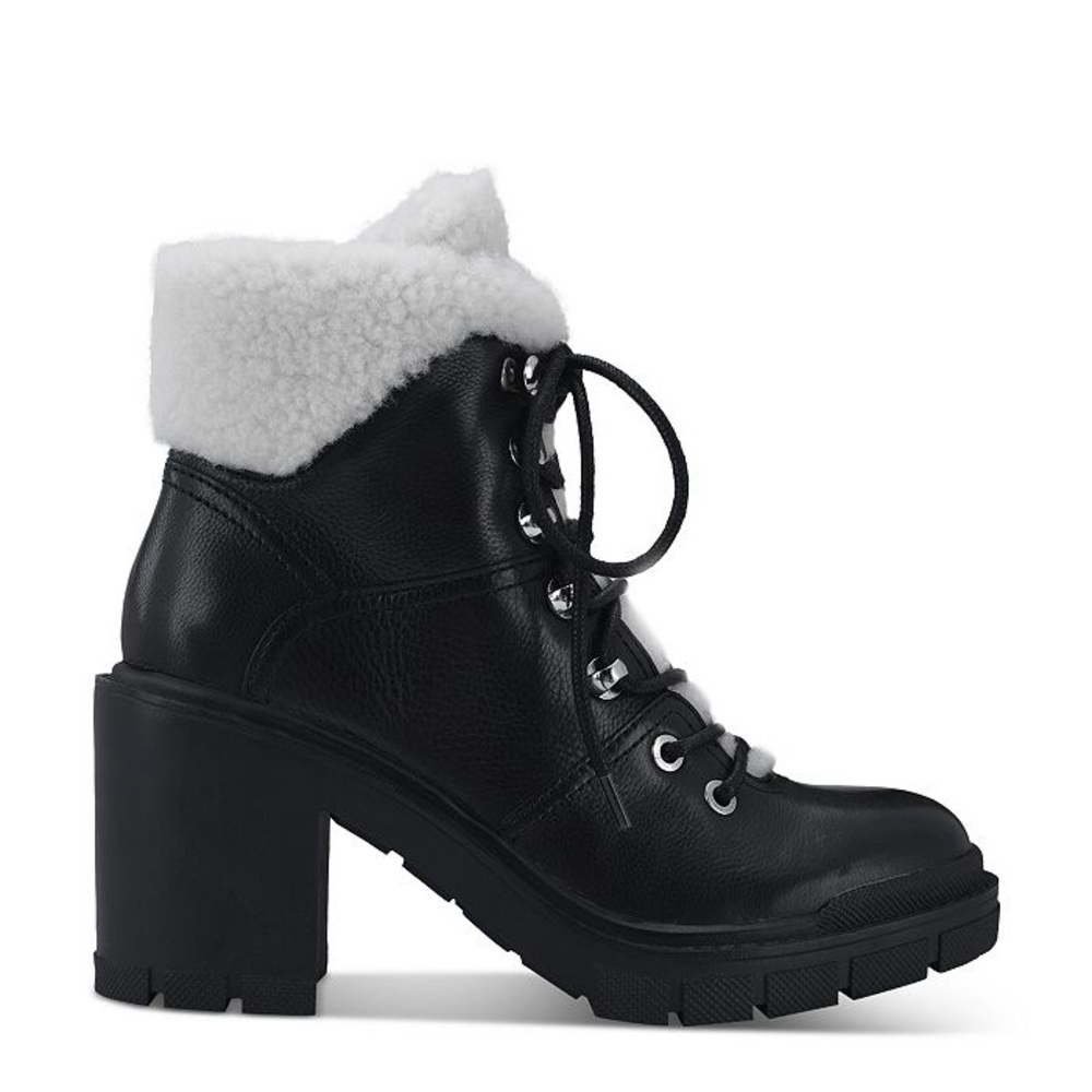 Marc Fisher LTD Vacinta Genuine Shearling Bootie Ankle Lace Up Boots - 7